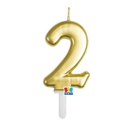 CANDELA numero 2 Due ORO Metal - Tiny Plump - candelina in cera per torta