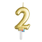 CANDELA numero 2 Due ORO Metal - Tiny Plump - candelina in cera per torta