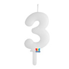 CANDELA numero 3 Tre BIANCO - Tiny Plump - candelina in cera per torta