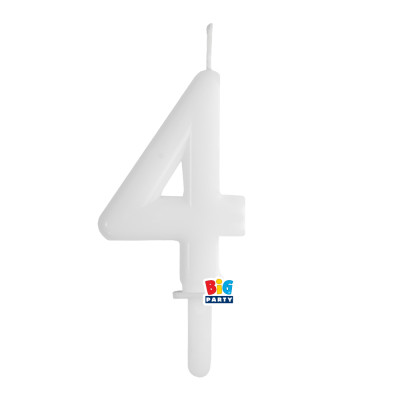 CANDELA numero 4 Quattro BIANCO - Tiny Plump - candelina in cera per torta