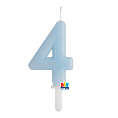 CANDELA numero 4 Quattro CELESTE BABY - Tiny Plump - candelina in cera per torta