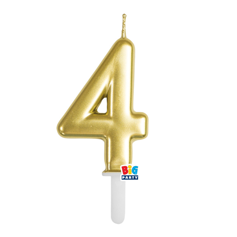 CANDELA numero 4 Quattro ORO Metal - Tiny Plump - candelina in cera per torta