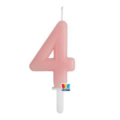 CANDELA numero 4 Quattro ROSA BABY - Tiny Plump - candelina in cera per torta