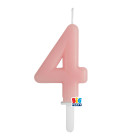CANDELA numero 4 Quattro ROSA BABY - Tiny Plump - candelina in cera per torta