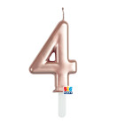 CANDELA numero 4 Quattro ROSA GOLD Metal - Tiny Plump - candelina in cera