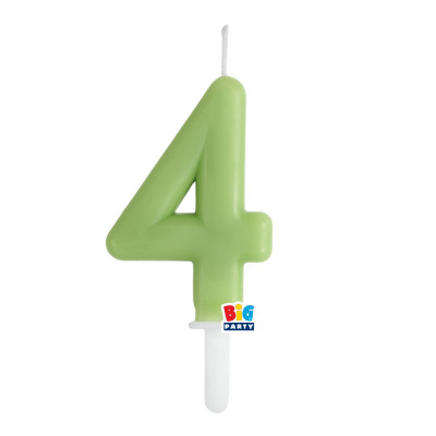 CANDELA numero 4 Quattro VERDE OLIVA - Tiny Plump - candelina in cera per torta