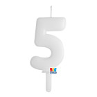 CANDELA numero 5 Cinque  BIANCO - Tiny Plump - candelina in cera per torta