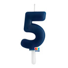 CANDELA numero 5 Cinque BLU NAVY - Tiny Plump - candelina in cera per torta