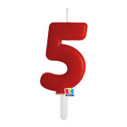 CANDELA numero 5 Cinque ROSSO - Tiny Plump - candelina in cera per torta
