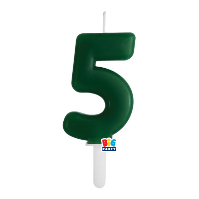 CANDELA numero 5 Cinque VERDE FORESTA - Tiny Plump - candelina in cera per torta