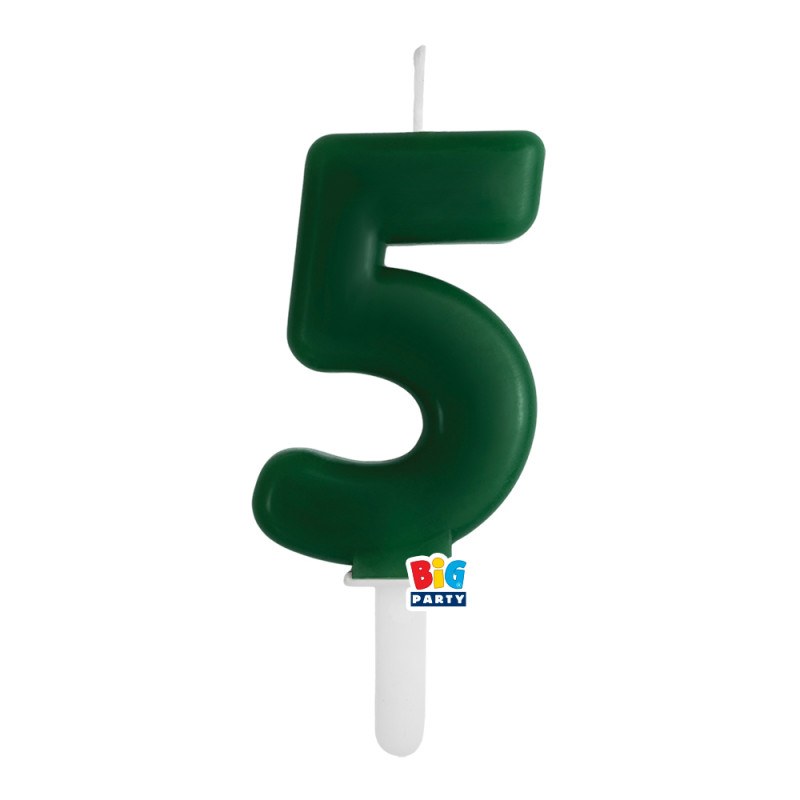 CANDELA numero 5 Cinque VERDE FORESTA - Tiny Plump - candelina in cera per torta