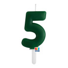 CANDELA numero 5 Cinque VERDE FORESTA - Tiny Plump - candelina in cera per torta