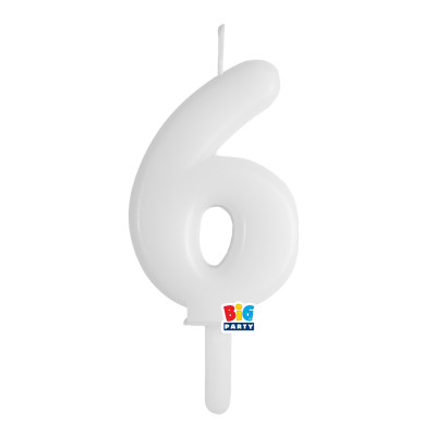 CANDELA numero 6 Sei  BIANCO - Tiny Plump - candelina in cera per torta