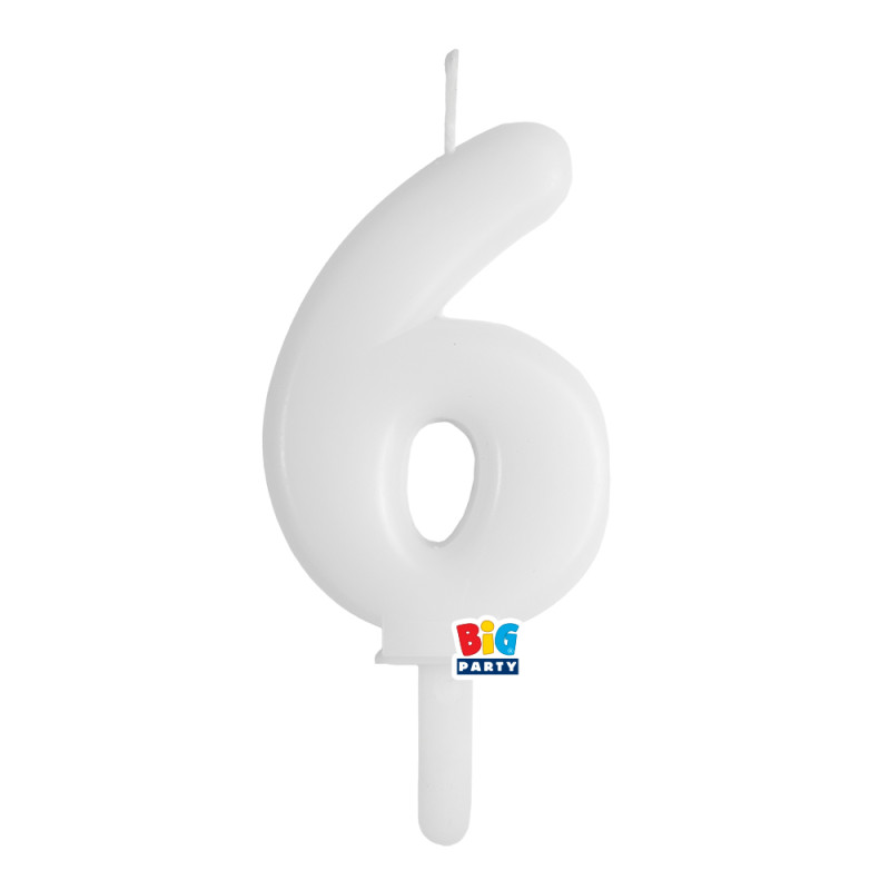 CANDELA numero 6 Sei  BIANCO - Tiny Plump - candelina in cera per torta