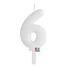 CANDELA numero 6 Sei  BIANCO - Tiny Plump - candelina in cera per torta