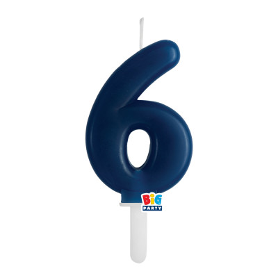 CANDELA numero 6 Sei BLU NAVY - Tiny Plump - candelina in cera per torta