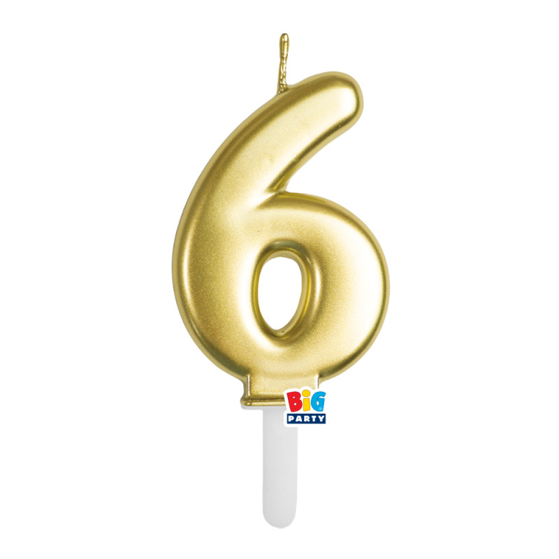 CANDELA numero 6 Sei ORO Metal - Tiny Plump - candelina in cera per torta