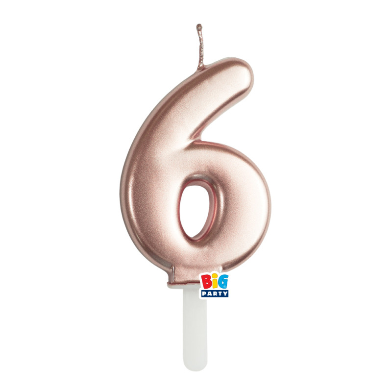CANDELA numero 6 Sei ROSA GOLD Metal - Tiny Plump - candelina in cera