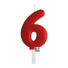 CANDELA numero 6 Sei ROSSO - Tiny Plump - candelina in cera per torta