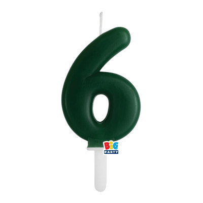 CANDELA numero 6 Sei VERDE FORESTA - Tiny Plump - candelina in cera per torta