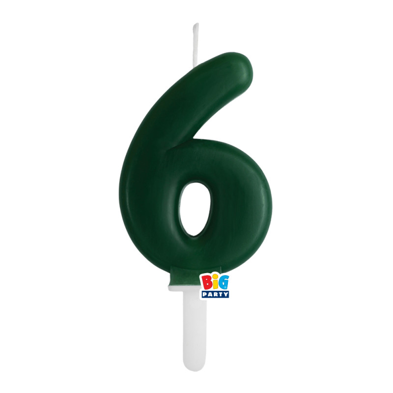 CANDELA numero 6 Sei VERDE FORESTA - Tiny Plump - candelina in cera per torta