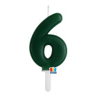 CANDELA numero 6 Sei VERDE FORESTA - Tiny Plump - candelina in cera per torta