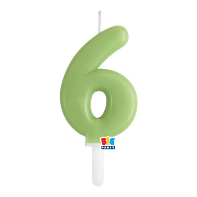 CANDELA numero 6 Sei VERDE OLIVA - Tiny Plump - candelina in cera per torta