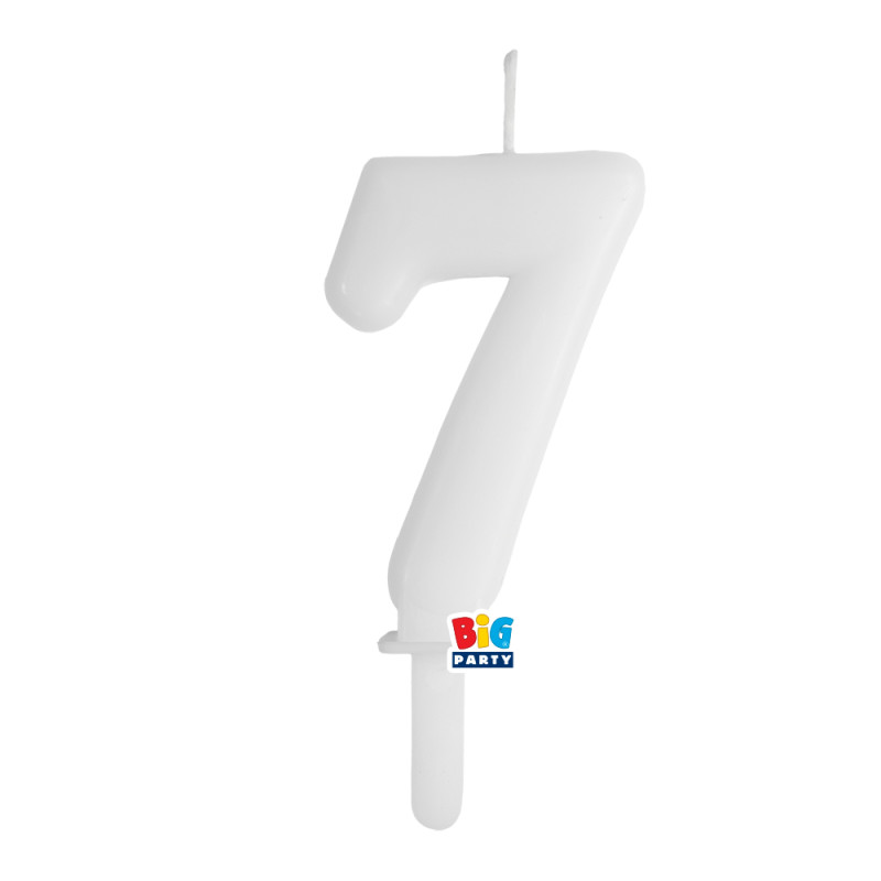 CANDELA numero 7 Sette BIANCO - Tiny Plump - candelina in cera per torta