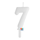 CANDELA numero 7 Sette BIANCO - Tiny Plump - candelina in cera per torta