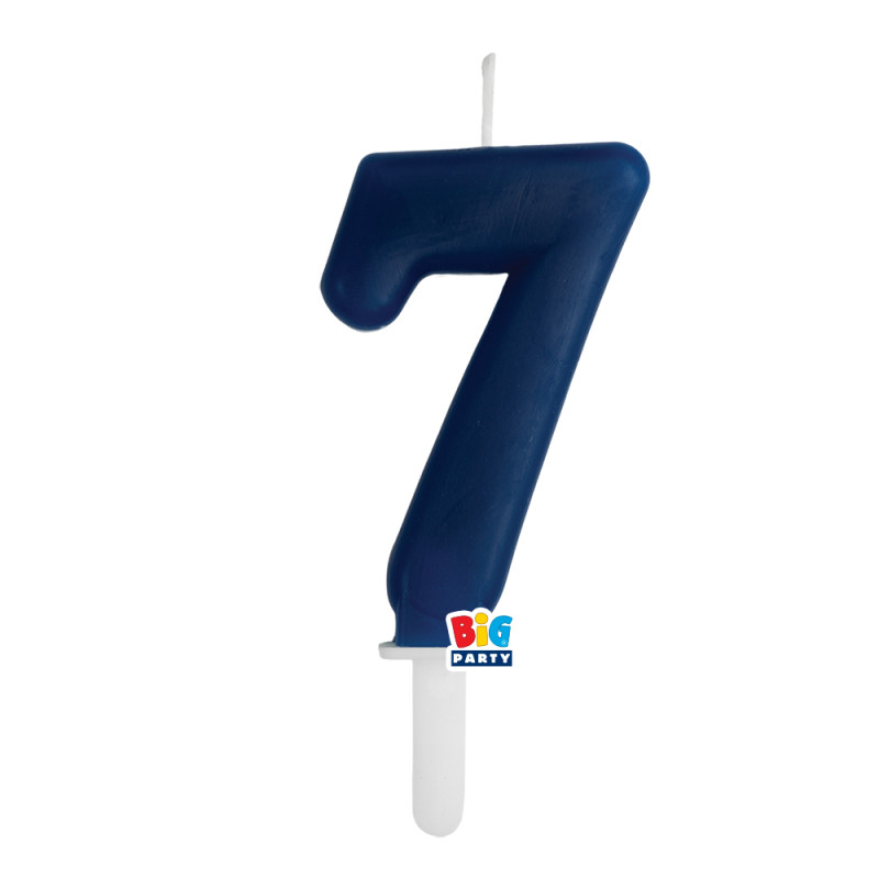 CANDELA numero 7 Sette BLU NAVY - Tiny Plump - candelina in cera per torta