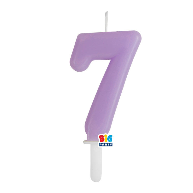 CANDELA numero 7 Sette LILLA - Tiny Plump - candelina in cera per torta