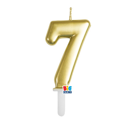 CANDELA numero 7 Sette ORO Metal - Tiny Plump - candelina in cera per torta