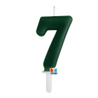 CANDELA numero 7 Sette VERDE FORESTA - Tiny Plump - candelina in cera per torta