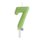 CANDELA numero 7 Sette VERDE OLIVA - Tiny Plump - candelina in cera per torta