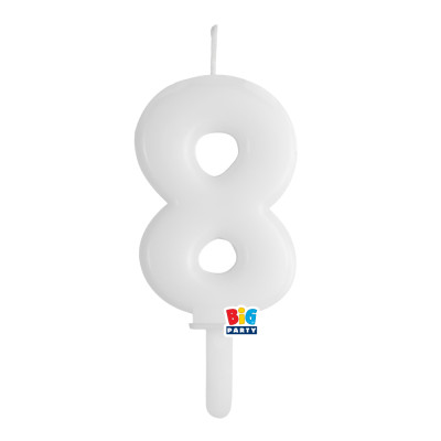 CANDELA numero 8 Otto BIANCO - Tiny Plump - candelina in cera per torta