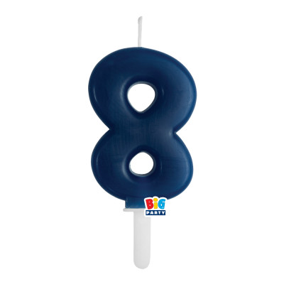 CANDELA numero 8 Otto BLU NAVY - Tiny Plump - candelina in cera per torta