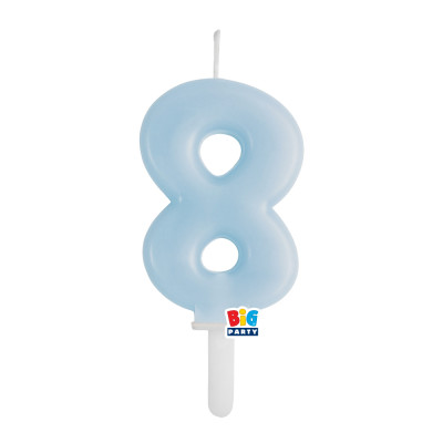 CANDELA numero 8 Otto CELESTE BABY - Tiny Plump - candelina in cera per torta