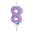 CANDELA numero 8 Otto LILLA - Tiny Plump - candelina in cera per torta