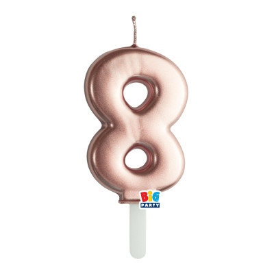 CANDELA numero 8 Otto ROSA GOLD Metal - Tiny Plump - candelina in cera
