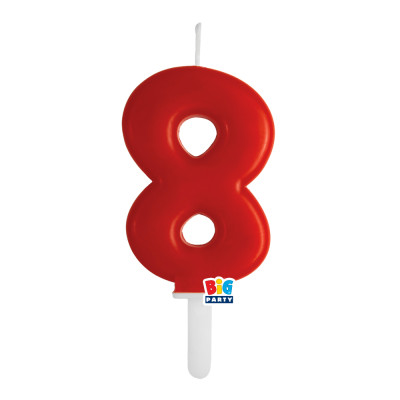 CANDELA numero 8 Otto ROSSO - Tiny Plump - candelina in cera per torta