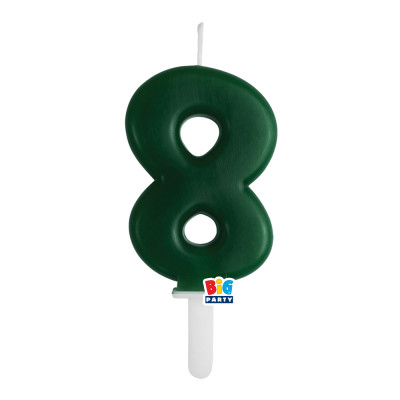 CANDELA numero 8 Otto VERDE FORESTA - Tiny Plump - candelina in cera per torta