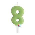 CANDELA numero 8 Otto VERDE OLIVA - Tiny Plump - candelina in cera per torta
