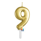 CANDELA numero 9 Nove ORO Metal - Tiny Plump - candelina in cera per torta