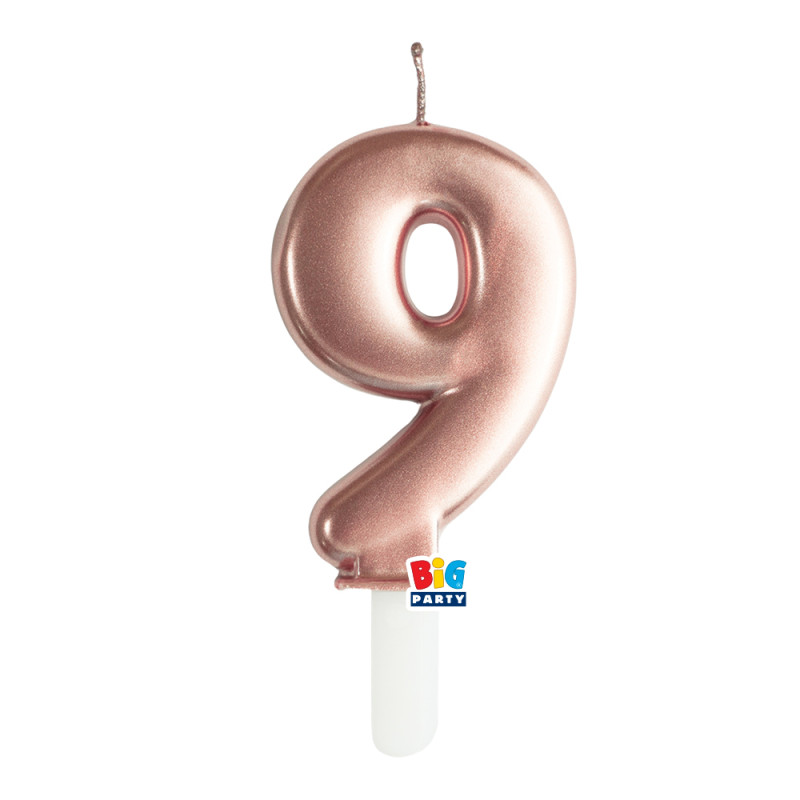 CANDELA numero 9 Nove ROSA GOLD Metal - Tiny Plump - candelina in cera