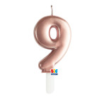 CANDELA numero 9 Nove ROSA GOLD Metal - Tiny Plump - candelina in cera