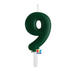 CANDELA numero 9 Nove VERDE FORESTA - Tiny Plump - candelina in cera per torta