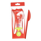 Coltello in plastica riutilizzabile colore Rosso - confezione da 15 forchette