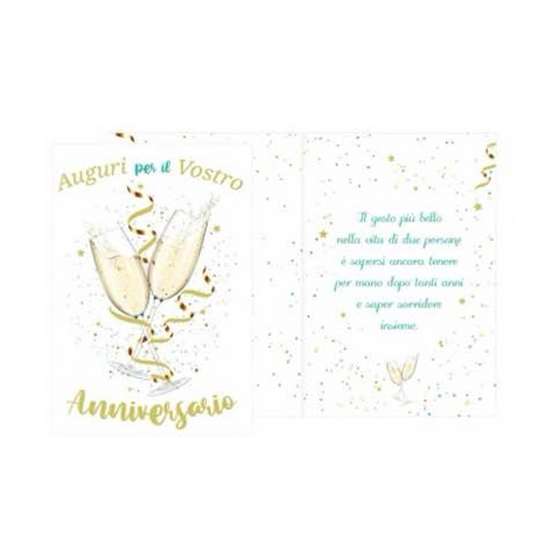Biglietto d'auguri augurale di Anniversario di matrimonio flute - completo di busta