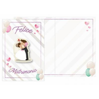 Biglietto di Auguri Matrimonio  Sposi - Ciondolo in legno Sposi