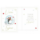 Biglietto di Auguri Matrimonio  Sposi - Ciondolo in legno Sposi in bici